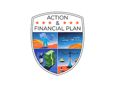 Startup - Action & Financial plan branding character design economy fanancial icon illustration plan space