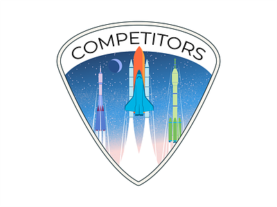 Startup - Competitors badge branding competition contest illustration race rivals rocket sky space spaceship startup