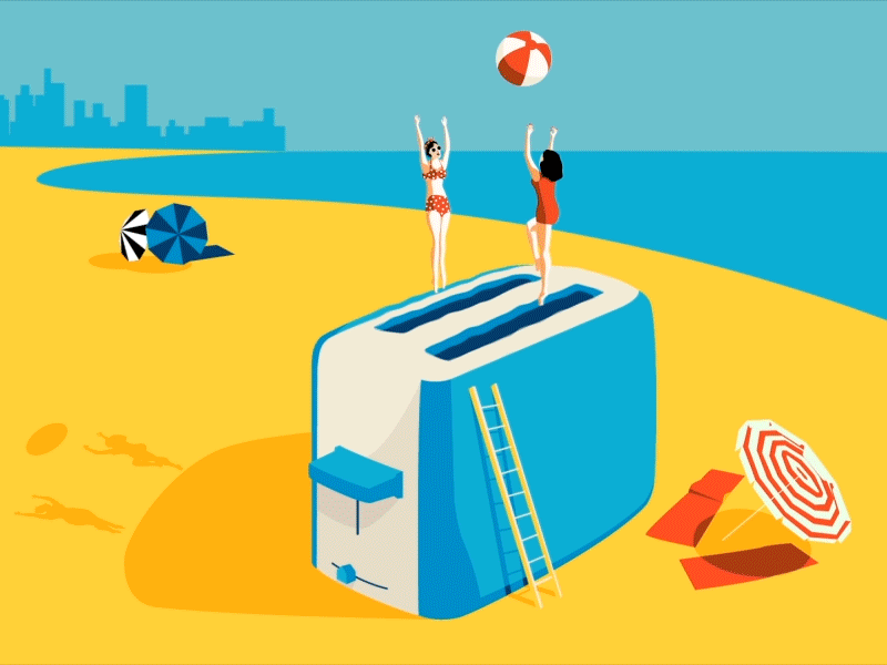 A Toaster Summer after effects animation beach beach ball gif hot illustrator summer toaster
