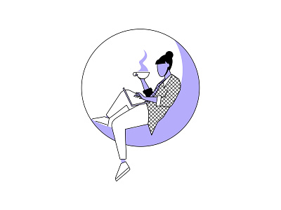 Tont Contact The Moon coffee contact designer girl girl relaxing hipster illustration moon web