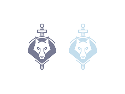 Wolf Coat of Arms coat of arms iconography icons illustration line icons outline sword vector wolf wolf icon