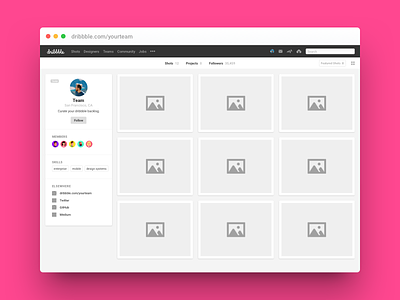 Curated Dribbble Profile backlog curate curated dribbble freebie profile sketch template