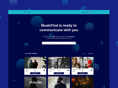 MusicFind design download downloading design landing page music music download music website uiux portfolio song song download ui uiux design ux web design website