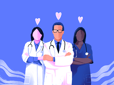 Show them some love! app character character design corona doctors flat graphic icon illustration landing simple team ui. ux vector web