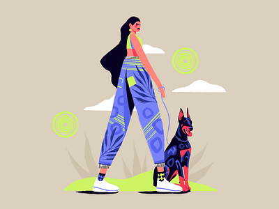 The danger in the air. art character design dog editorial fashion flat girl icon illustration illustration art simple texture ui ux vector vectorart web