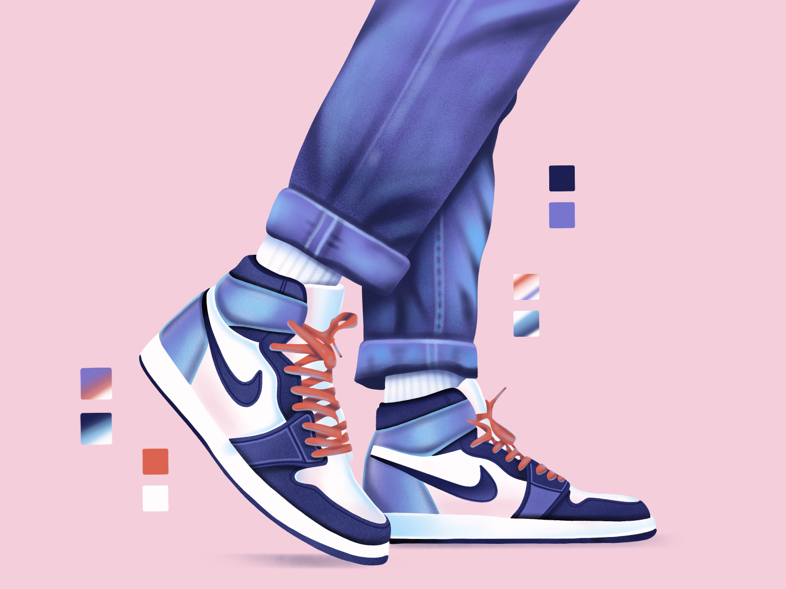 Nike art character design flat gradient icon illustration nike shoe shop simple sneaker texture ui ux vector web