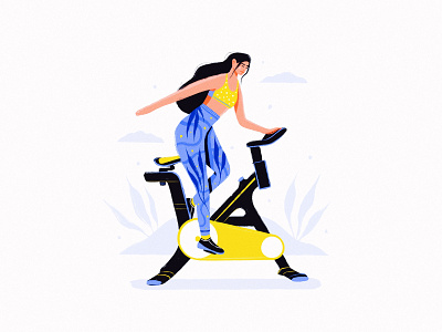 Cycling character clean colorful concept cycling design flat girl health icon illustration simple texture ui ux vector workout