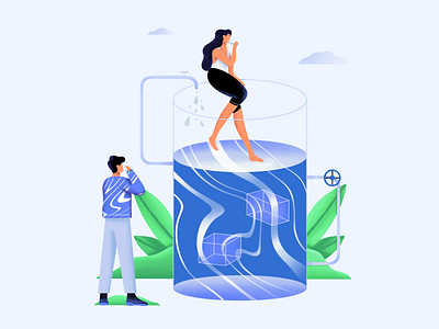 Clear Water art character clean design flat girl graphic icons illustration minimal procreate texture textures ui ux vector water
