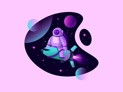 The Astronaut art astronaut branding character design flat graphic graphicdesign illustration logo rocket texture ui ux vector