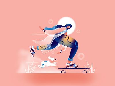 Sweet Skating art character corgi design dog flat icon illustration simple skate sweet texture typography ui ux vector web