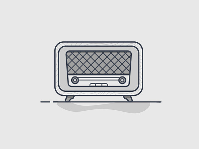 Retro radio 365 clean daily icon illustration minimal outline radio retro simple vector
