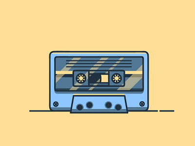 Mixtape cassette clean flat icon illustration line art minimal mixtape out line simple