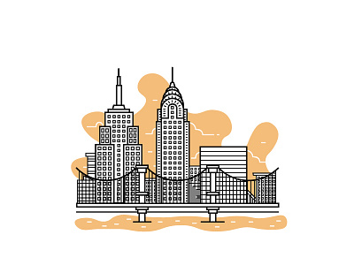 NYC city clean icon illustration minimal newyork out line vector