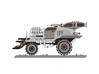 Fury road car flat furyroad gun illustration madmax vector