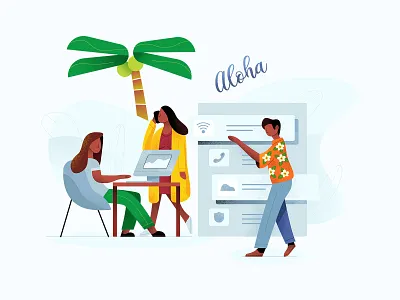 Aloha animation app art brand branding character design download flat icon icons illustration minimalism simple team texture typography ui vector web