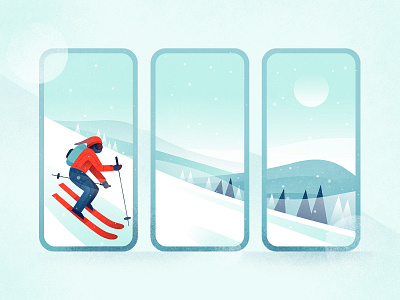 Skier art character design download editorial flat graphic icon icons illustration minimal simple ski snow texture ui ux vector web winter