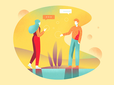In Conversation art character design download editorial flat graphic icon icons illustration interface minimal minimalism simple team texture ui ux vector web