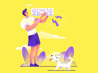 Musicbox animal art character dog flat graphics icon illustration minimal music procreate simple team texture ui ux work