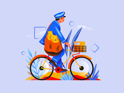 Postman design flat icon illustration illustrator post postman simple texture ui ux vector web