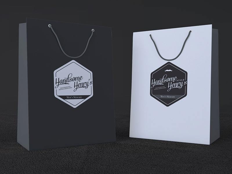 Handsome Henry's Retail Packaging hipster beard oil identity branding artisan skincare men retail packaging