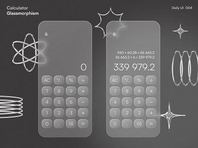 Calculator Design app dailyui004 dailyuichallenge design glass glassmorphism ui