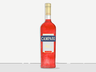 Campari alcohol aperativo bar bitter bottle cocktail drink food illustration milano paint print spritz