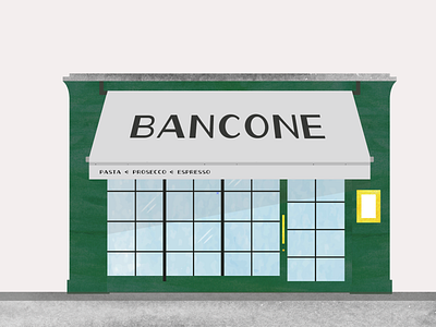 Bancone building cafe door espresso food food and drink illustration london paint pasta prosecco restaurant window