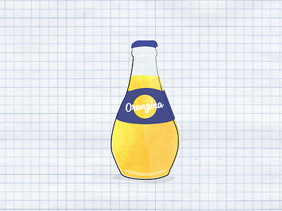 Orangina bottle drink food french illustration orange paint paper soda