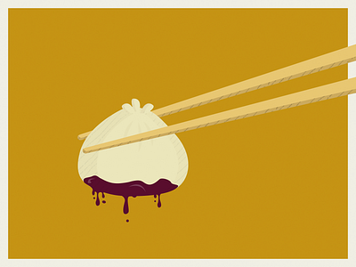 Xiaolongbao chopsticks comic design dim sum dumpling food illustration print