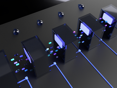 3d modeling of water monitor system 3d modeling blockchain dark ui data dimension illustration