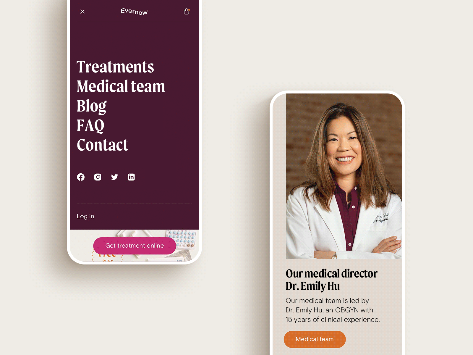 Evernow Mobile Site and Platform branding doctor dtc feminine grid layout healthcare identity mobile platform quiz ui website