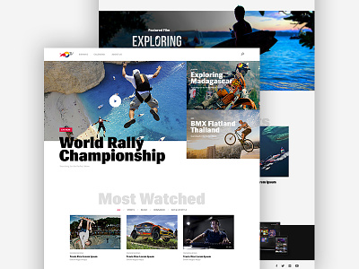 Red Bull TV action interface platform redbull streaming tv video white