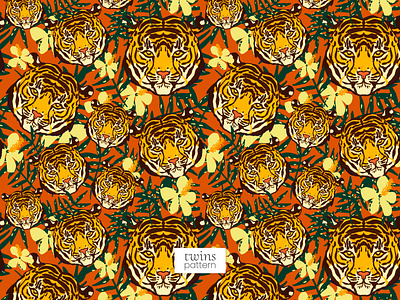 Exotic Tiger Tropical Seamless Vector Pattern animal pattern courage exotic animal jungle pattern summer pattern tiger pattern tropical pattern vector pattern
