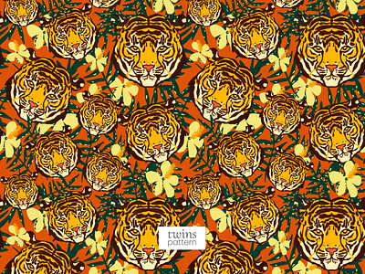Exotic Tiger Tropical Seamless Vector Pattern