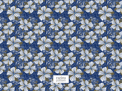 Blue Tropical Elegant Seamless Pattern floral pattern minimalist pattern summer pattern tropical pattern white blue pattern white flower pattern