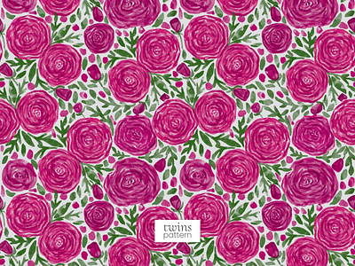 Watercolour Garden Dark Pink Floral Seamless Vector Pattern dark pink floral pattern flower garden nature pattern roses sweet roses vector pattern