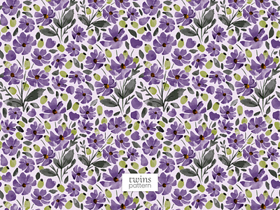 Purple Floral Green Olive Plant Seamless Vector Pattern floral pattern green olive illustration leaves nature pattern plant pattern purple flower vector pattern