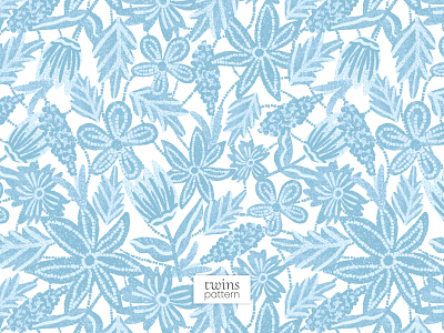 Mosaic Vintage Blue Blossom Seamless Vector Pattern floral pattern flower leaves mosaic art nature twinspattern vintage pattern