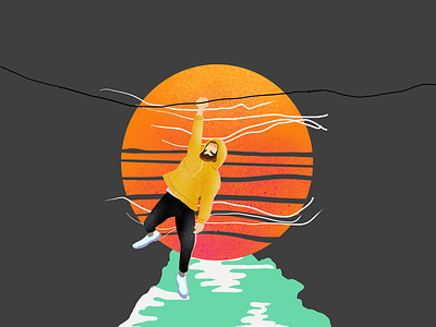 hanging mannnnnn adventure art character design graphic illustration illustrator moon procreate sun