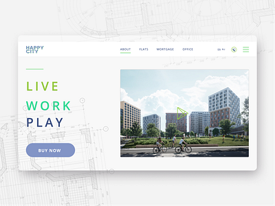 Real Estate "Happy City" Home Page behance home page real estate research study case ui ux web жк недвижимость