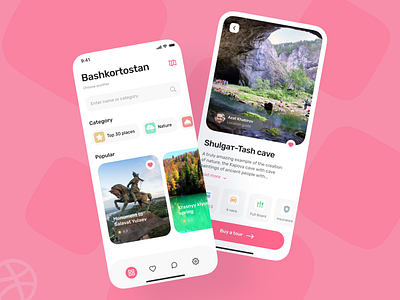 Application For Travelers. Bashkortostan app application clean download figma free green ios mobile nature template travel