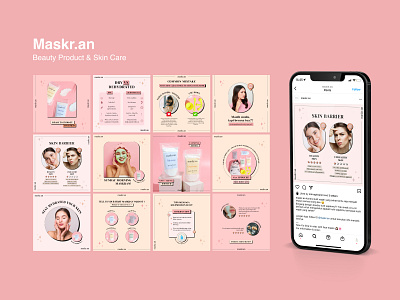 Instagram Feed of Beauty Skin Care - Maskr.an Face Mask branding brochure company profile design feed graphic design illustration instagram logo ui
