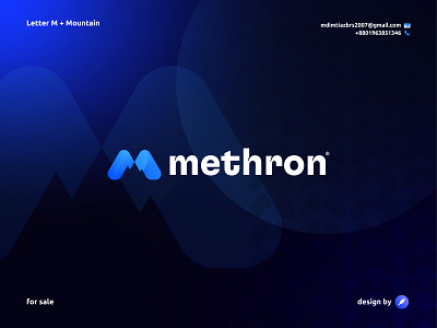 Methron M+Mountain Logo Design and Icon - Branding 2d logo 3d abstract brand brandable logo branding designer gradient icon illustration letter mark logo mdimtiaz2007 metaverse minimal modern nft typography ui web