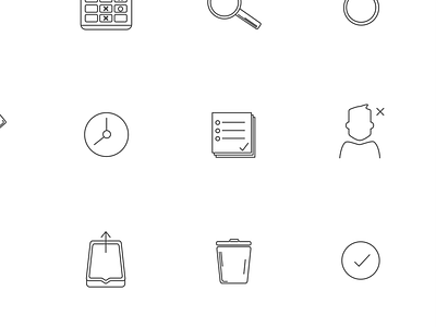 Etched Icons black white icons minimal outline