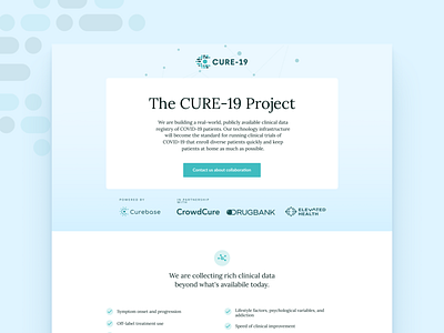 Cure 19 Landing page