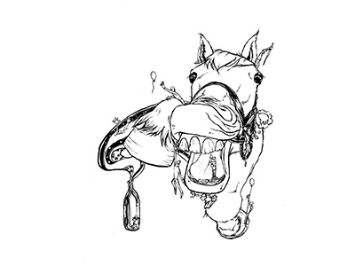 Horse balloon bottle genie hooves horse mental psychology reflection thought weird