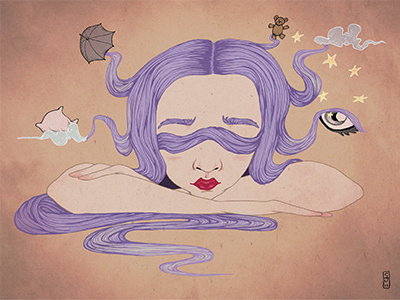 Sleep blind dreams girl goodnight hair illustration purple sleep