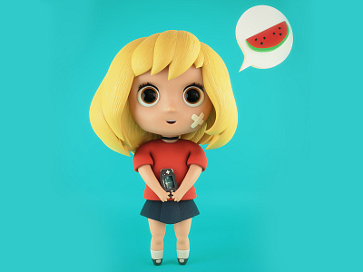 ChibiKoi 3d 3dart b3d blender3d cartoon character chibi gameboy kawai koi watermelon