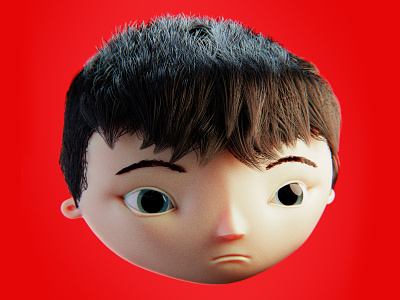 little guy 3d 3dart 3dmoldeing asian b3d blender3d cartoon character characterdesign child face illustration kid red