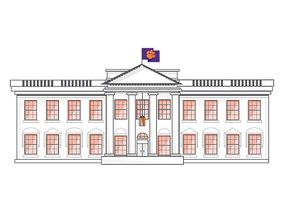 The (Orange and) White House clemson football house illustration illustrator orange tigers vector white